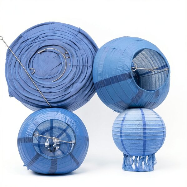 Lanternes en papier HOMURY 8 décorations méduse 25 cm bleu Tiffany-2