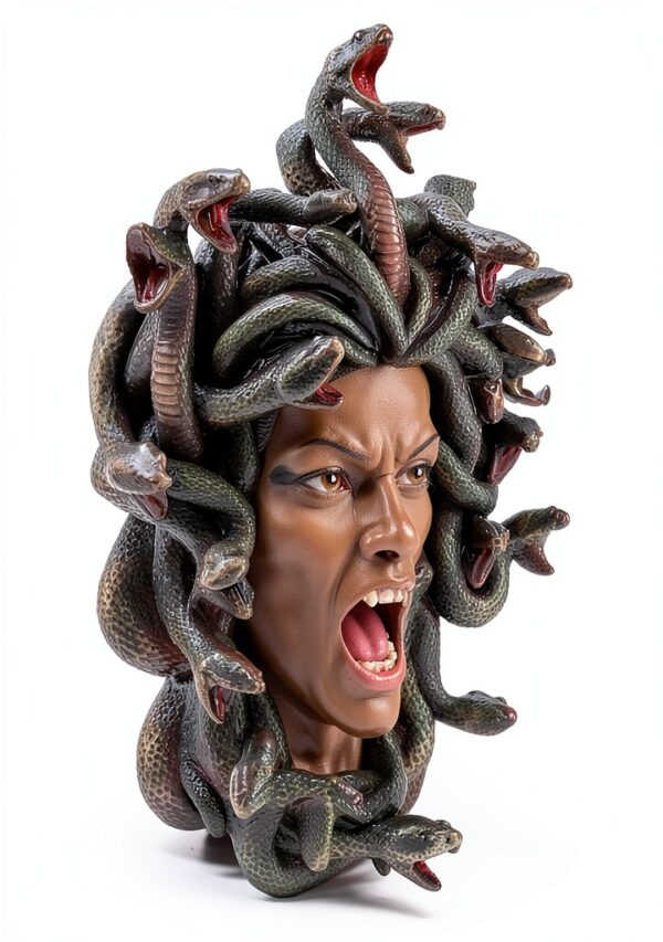 Veronese Design Sculpture murale Tête de Méduse le serpent gorgone grec Finition bronze-1