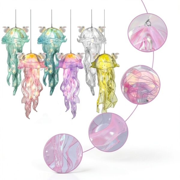 Mineup Lot de 6 Lanternes Méduses à Suspendre, Lanterne Méduse Lumineuse, Lampe à Suspendre en Forme de Méduse, Veilleuse créative à suspendre pour la naissance des enfants-3
