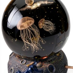 MagiDeal Veilleuse créative avec Lampe de Base Boule de Cristal rougeoyante décorative pour Noël Enfant Cadeau Chambre Salon fête décoration, méduse-0