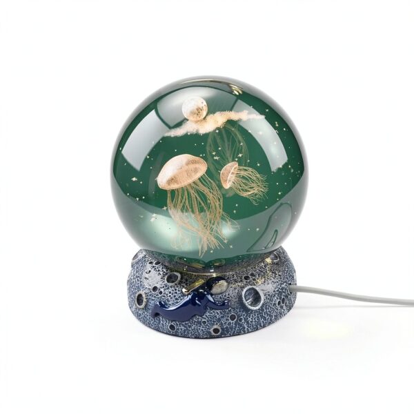 MagiDeal Veilleuse créative avec Lampe de Base Boule de Cristal rougeoyante décorative pour Noël Enfant Cadeau Chambre Salon fête décoration, méduse-4