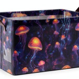 Mnsruu Panier de rangement pour étagères - Grand bac de rangement étanche - Motif méduses - Orange-0