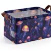Mnsruu Panier de rangement pour étagères - Grand bac de rangement étanche - Motif méduses - Orange-5
