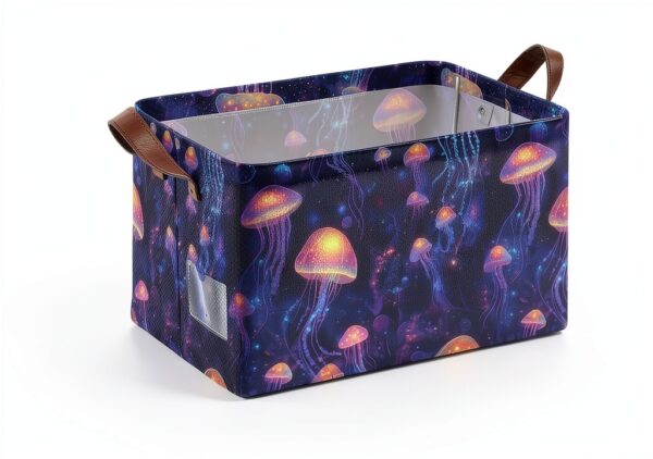 Mnsruu Panier de rangement pour étagères - Grand bac de rangement étanche - Motif méduses - Orange-5