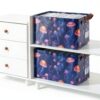 Mnsruu Panier de rangement pour étagères - Grand bac de rangement étanche - Motif méduses - Orange-2