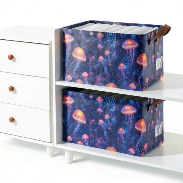 Mnsruu Panier de rangement pour étagères - Grand bac de rangement étanche - Motif méduses - Orange-2