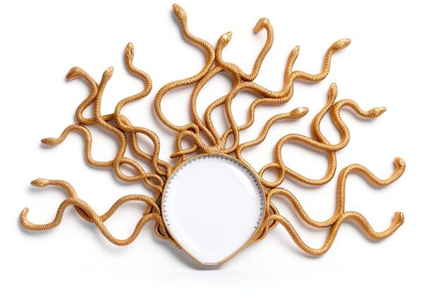 Floatdream Medusa Bandeau à cheveux en forme de tête de serpent, pour fête, cosplay, décoration de costume, unisexe (doré)-1