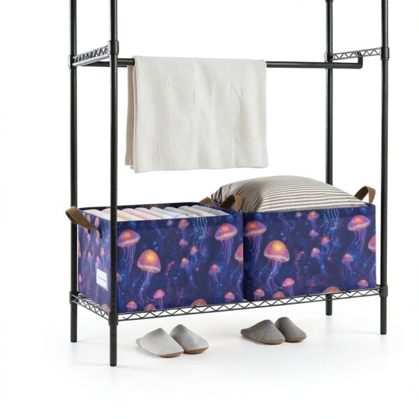 Mnsruu Panier de rangement pour étagères - Grand bac de rangement étanche - Motif méduses - Orange-6