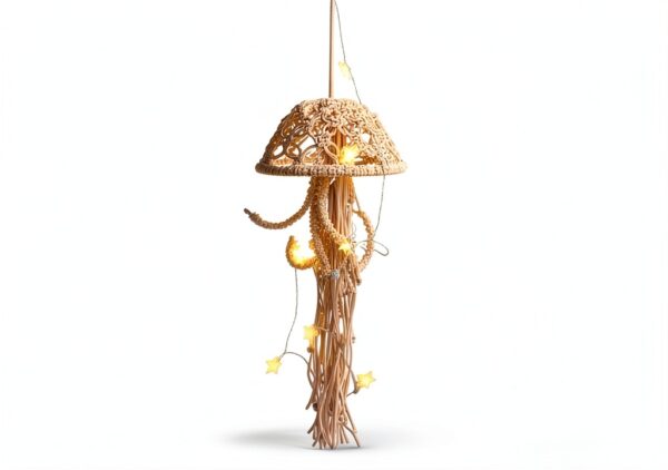 Ttiy Pendentif mural en macramé tissé méduse fait à la main pour chambre à coucher, décoration d'intérieur-7