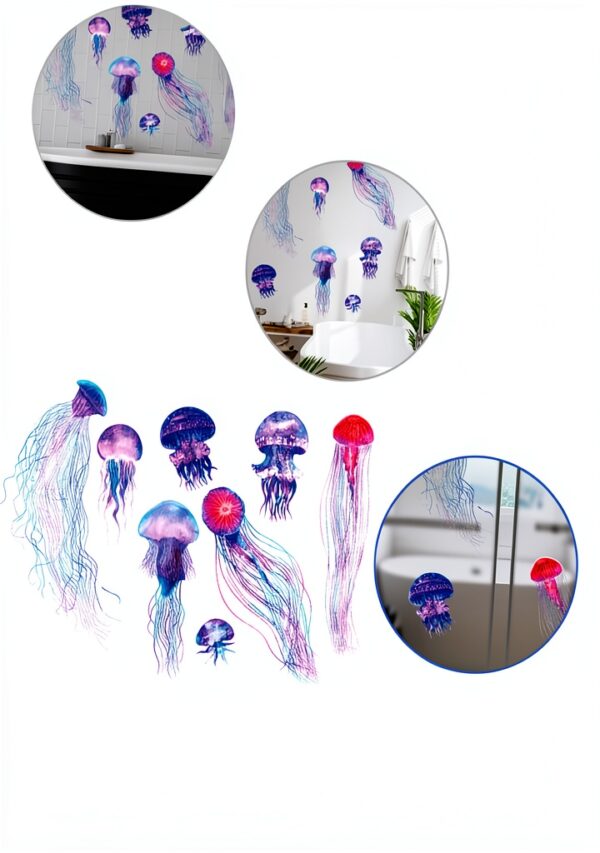 Stickers Muraux Méduse Océan Imperméables PVC Outanaya pour Chambre-8