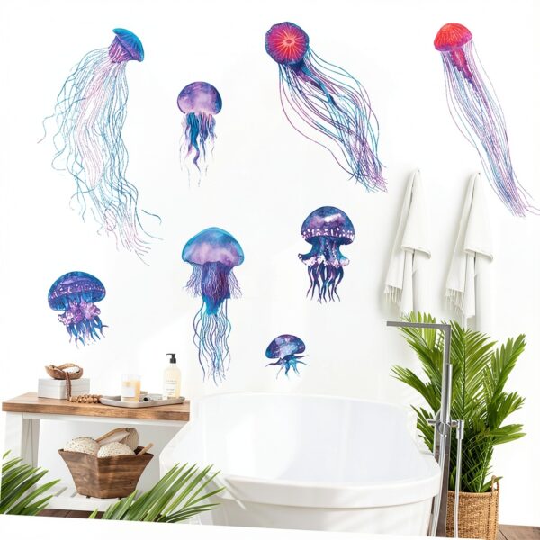 Stickers Muraux Méduse Océan Imperméables PVC Outanaya pour Chambre-5