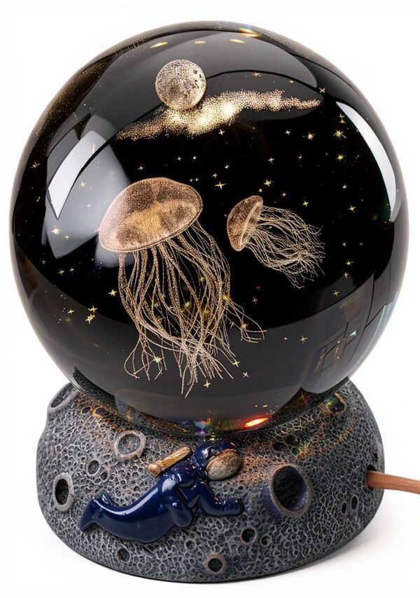 MagiDeal Veilleuse créative avec Lampe de Base Boule de Cristal rougeoyante décorative pour Noël Enfant Cadeau Chambre Salon fête décoration, méduse-1