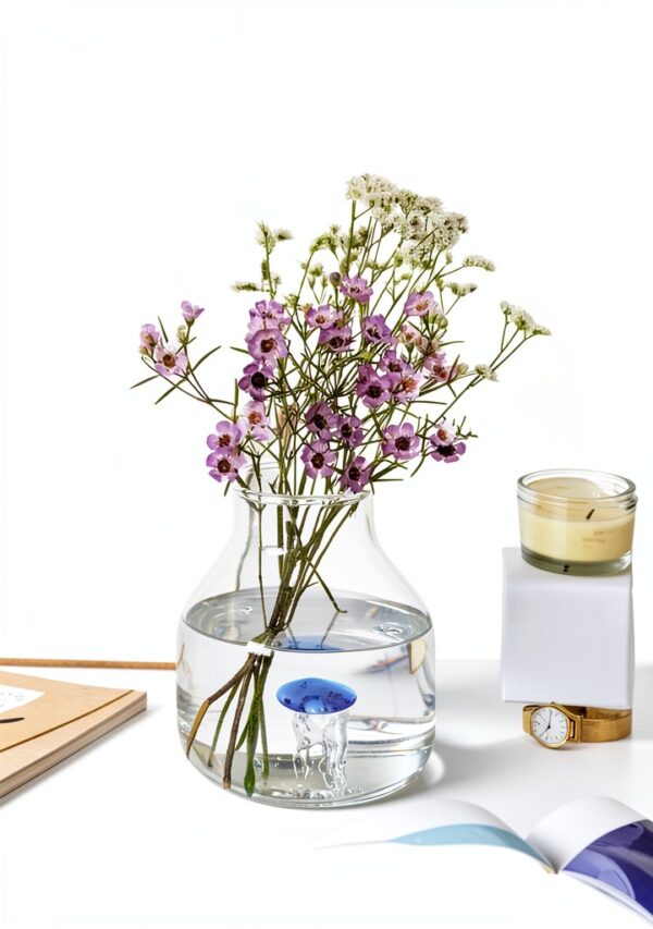 Balvi Vase Bleu Conique avec Méduse en Verre-1