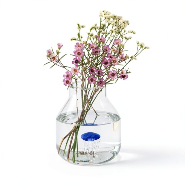 Balvi Vase Bleu Conique avec Méduse en Verre-3